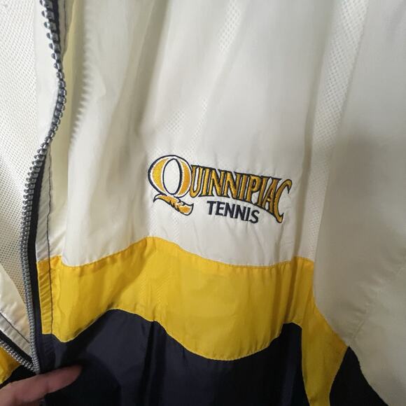 VTG 80s 90s Quinnipiac University Tennis Nylon Zip Up Jacket Men XL Academia Ivy - Picture 10 of 16
